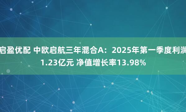 启盈优配 中欧启航三年混合A：2025年第一季度利润1.23亿元 净值增长率13.98%