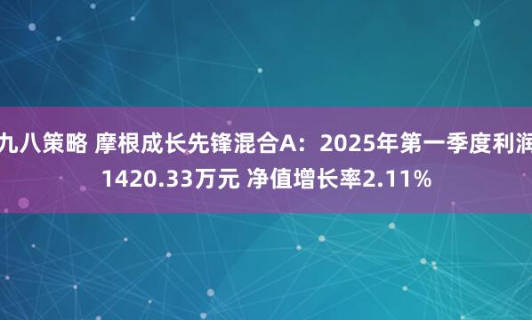 九八策略 摩根成长先锋混合A：2025年第一季度利润1420.33万元 净值增长率2.11%